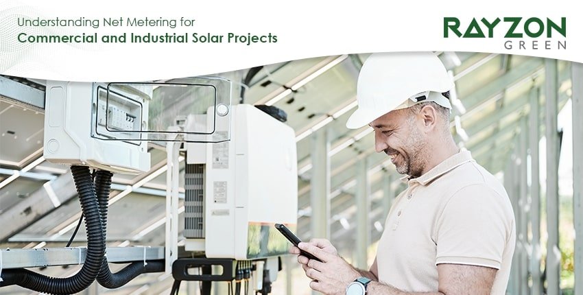 A commercial rooftop solar panel system benefiting from net metering for businesses in India.